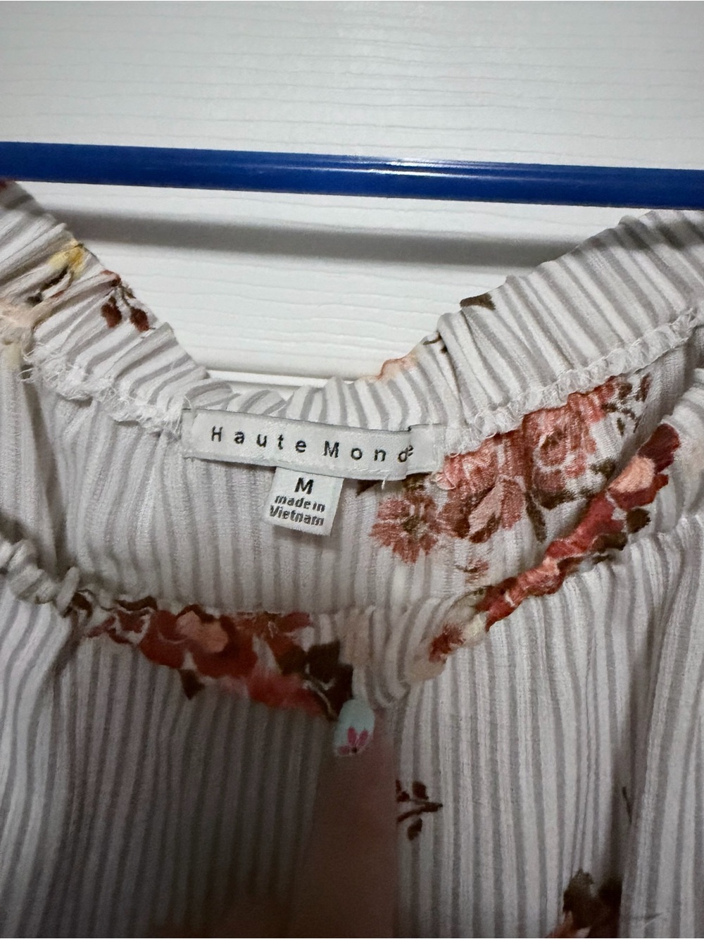 Floral Off-Shoulder Women’s Top - Cream with Rust Floral - Picture 2 of 4